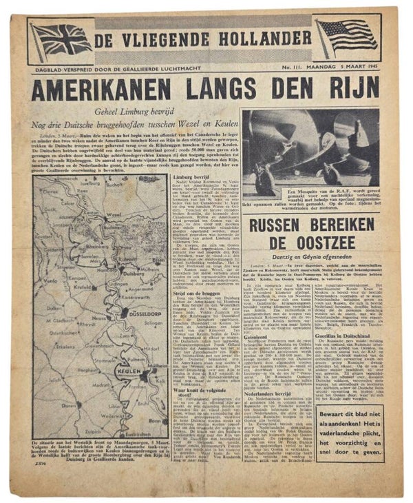 Original WW2 Dutch Leaflet - XH 96 De Vliegende Hollander No. 111, Limburg liberated (1945)