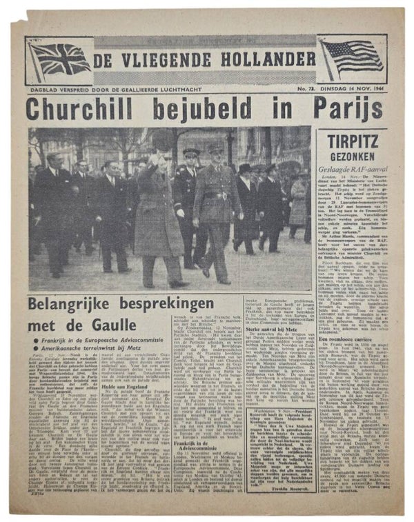 Original WW2 Dutch Leaflet - XH 58a De Vliegende Hollander No. 73, Paris (1944)