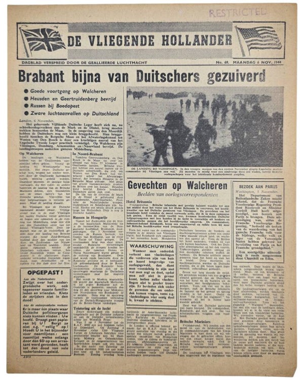 Original WW2 Dutch Leaflet - XH 55 De Vliegende Hollander No. 69, Scheldt, Walcheren (1944)