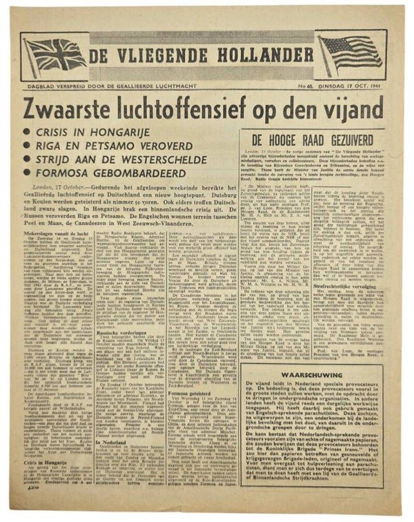 Original WW2 Dutch Leaflet - XH 46 De Vliegende Hollander No. 60, Scheldt (1944)