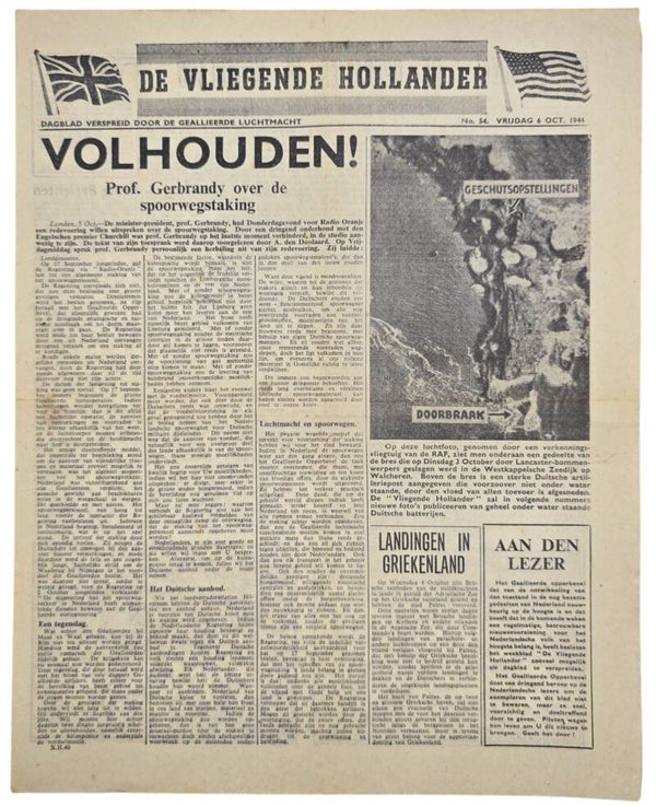 Original WW2 Dutch Leaflet - XH 40 De Vliegende Hollander No. 54, Walcheren (1944)