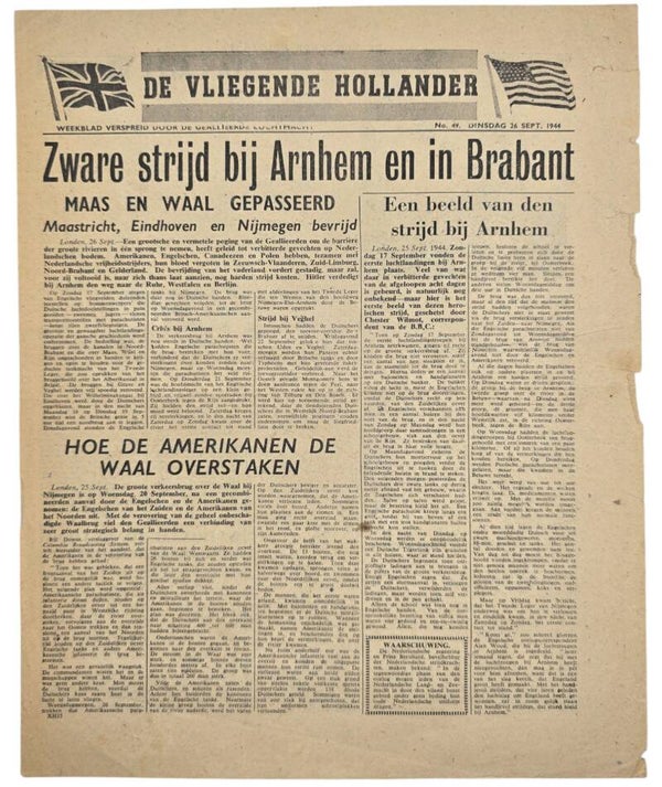 Original WW2 Dutch Leaflet - XH 35 De Vliegende Hollander No. 49, Operation Market Garden, Arnhem (1944)