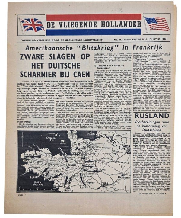 Original WW2 Dutch Leaflet - XH 29 De Vliegende Hollander No. 44, Caen, Normandy, Operation Overlord (1944)