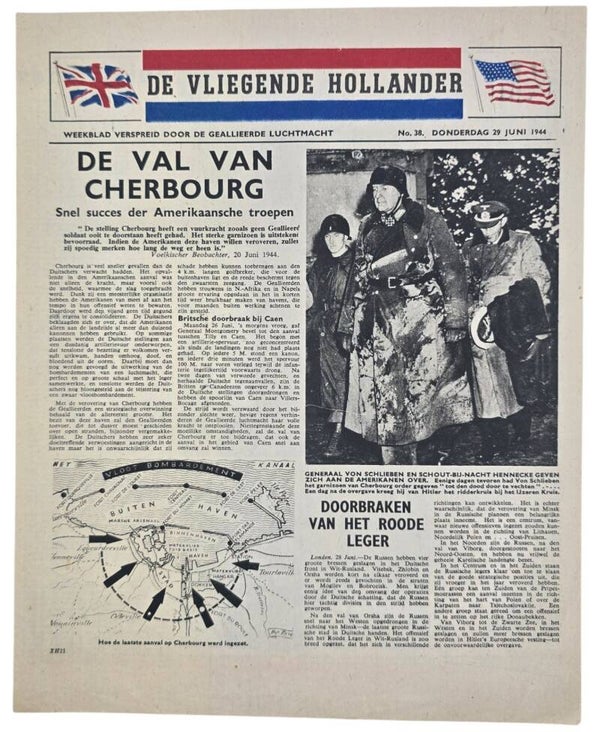 Original WW2 Dutch Leaflet - XH 21 De Vliegende Hollander No. 38, Cherbourg, Normandy, Operation Overlord (1944)