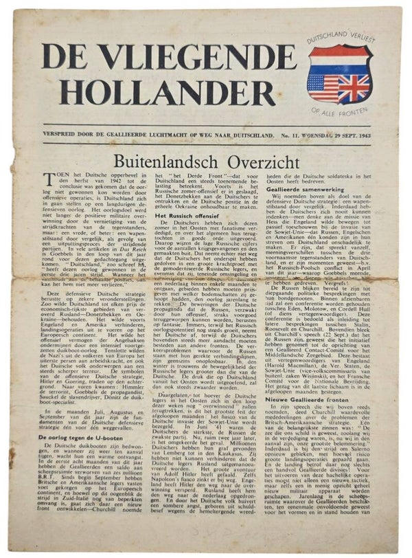 Original WW2 Dutch Leaflet - H 22 De Vliegende Hollander No. 11 (1943)
