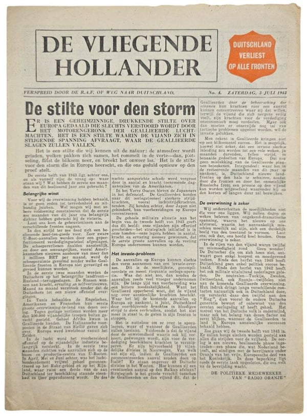 Original WW2 Dutch Leaflet - H 13 De Vliegende Hollander No. 4 (1943)