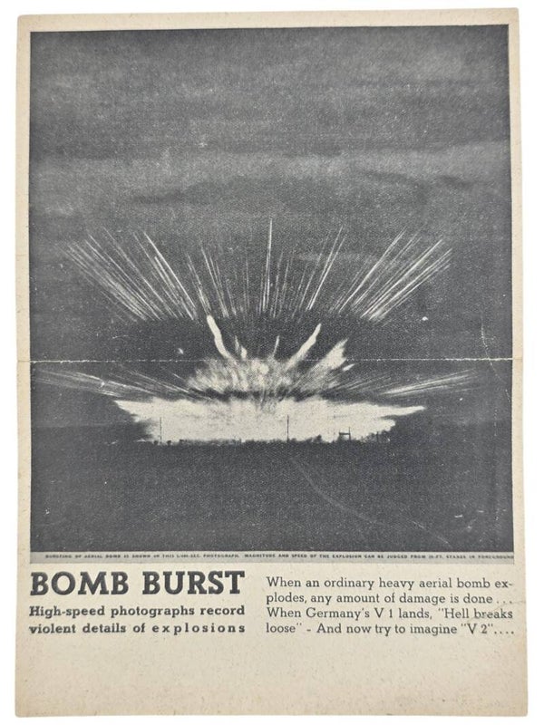Original WW2 German Leaflet - Bomb Burst, V1 & V2 bombs (1944)