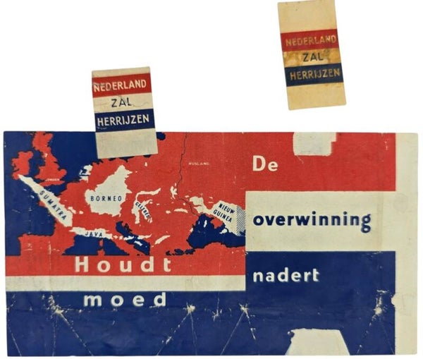 Original WW2 Dutch Leaflet - Wrapping of a Sigarette packet ''Houdt moed De overwinning nadert'' (1941)