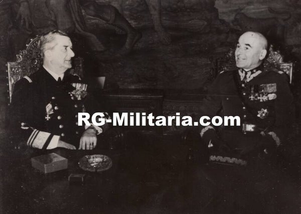 Original WW2 French Press Photo - Hungarian president Miklós Horthy with Polish politician Edward Rydz-Śmigły (1938)