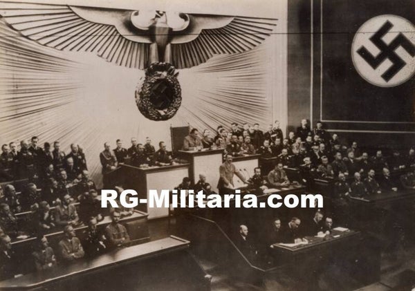 Original WW2 French Press Photo - Adolf Hitler speech, Berlin (1938)