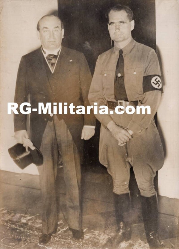 Original WW2 French Press Photo - Rudolf Hess with Hungarian minister Gyula Gömbös (1935)
