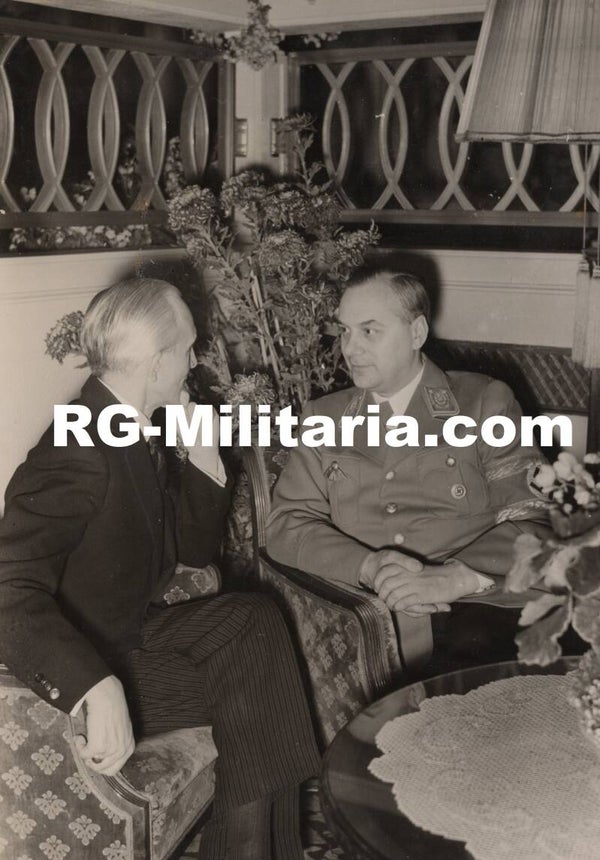 Original WW2 German Press Photo - Minister Joachim von Ribbentrop with Hungarian President von Bardossy