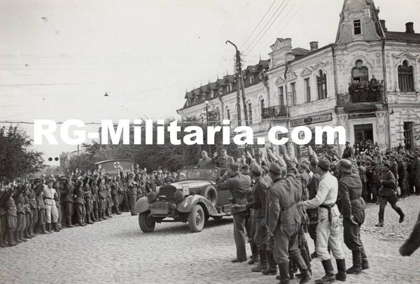 Original WW2 German Press Photo - Adolf Hitler and Benito Mussolini on the Eastern Front