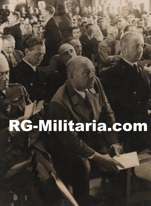 Original WW2 German Press Photo - Fritz Sauckel during a ceremony talking about using Italian Military internees for forced labor in Germany (1944)
