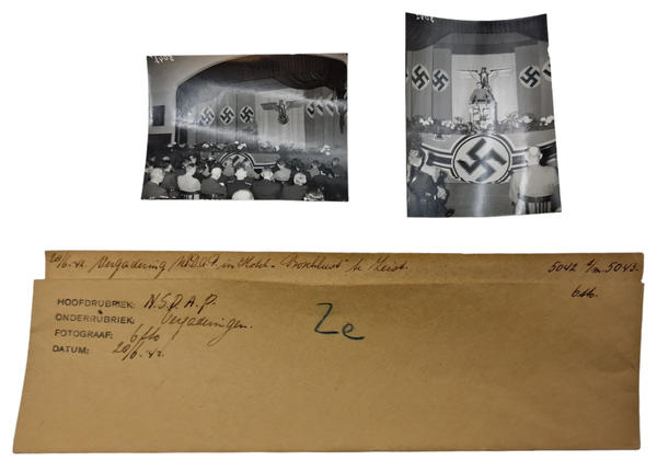 Original WW2 Dutch Collaboration NSB Press photo - NSDAP gathering in Hotel Boschlust, Zeist (1942)