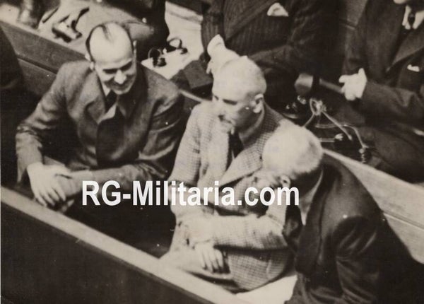 Original WW2 French Press Photo - Hans Frank, Wilhelm Frick and Julius Streicher during the Nuremberg trials (1945)