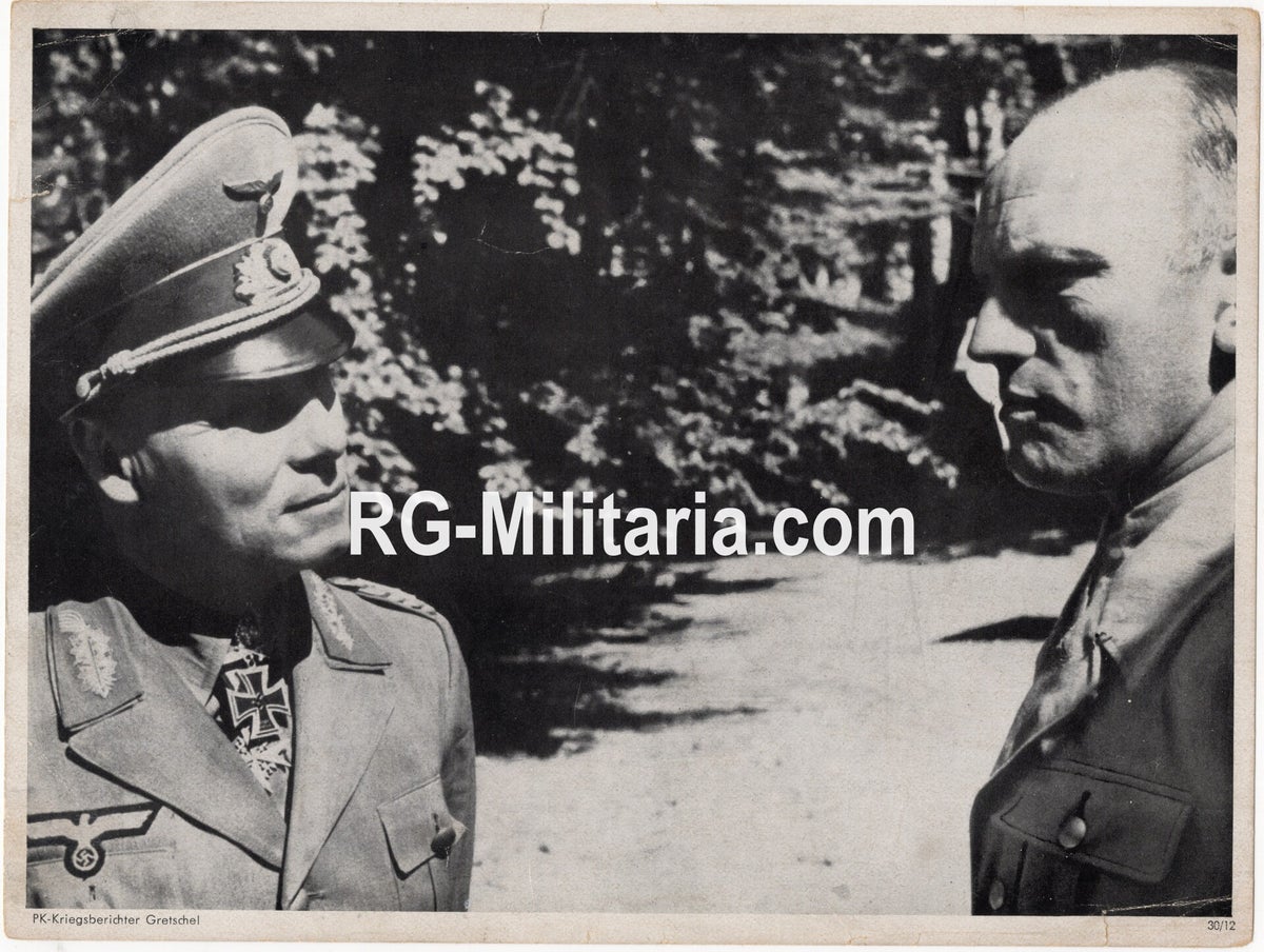 Ww2 German Rommel Original WW2 German Press Photo - Generalfeldmarschall Erwin Rommel