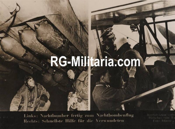 Original WW2 German Press Photo - Loading bombs in the Luftwaffe airplane