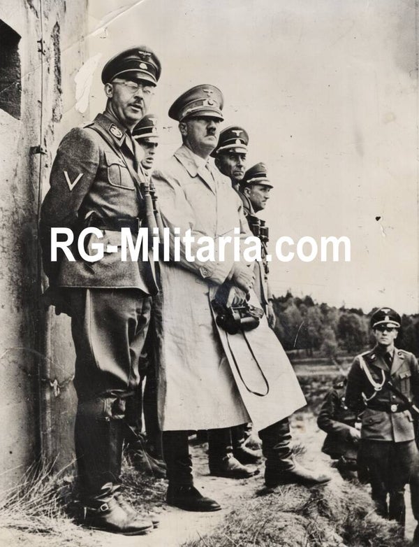Original WW2 US Press Photo - Heinrich Himmler and Adolf Hitler visiting the Siegfried line (1939)