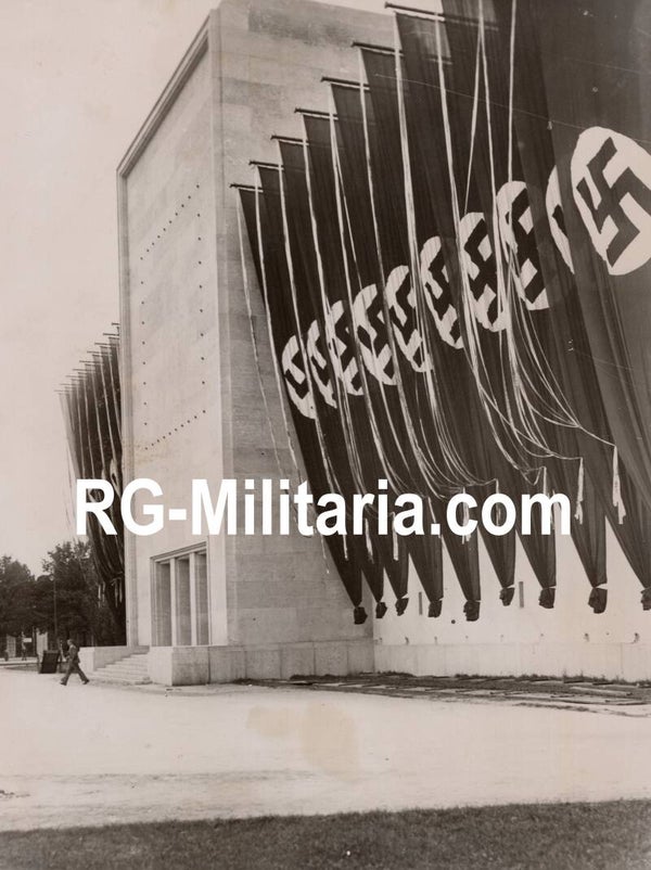 Original WW2 German Press Photo - NSDAP flags at the Reichsparteitag Nurnberg (1936)