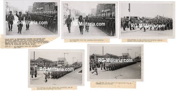Original WW2 Dutch Press Photo - General-Arbeitsführer Fritz zur Loye inspects the RAD Reichsarbeitsdienst in Rotterdam (1940)