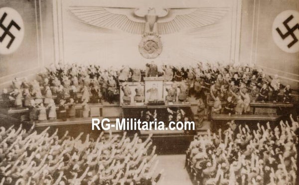 Original WW2 British Press Photo - Hitler addresses the Reichstag on the former German colonies (1938)