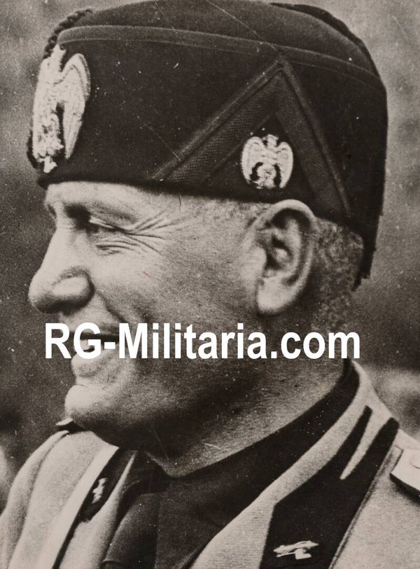 Original WW2 French Press Photo - Side profile of Benito Mussolini