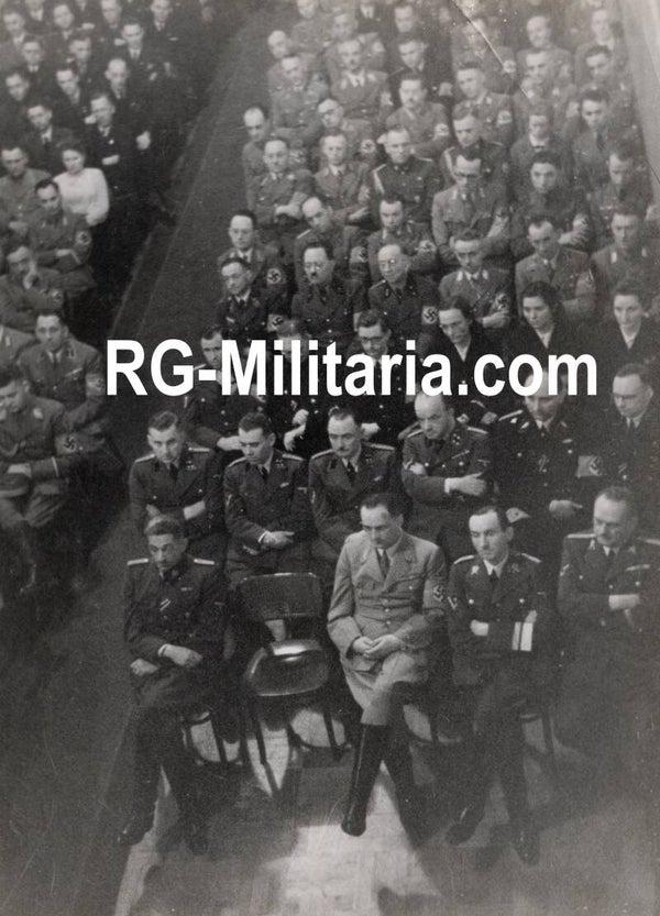 Original WW2 German Press Photo - NSDAP gathering with Karl Frank and Konrad Henlein among other SD and SS officials in Sudetenland
