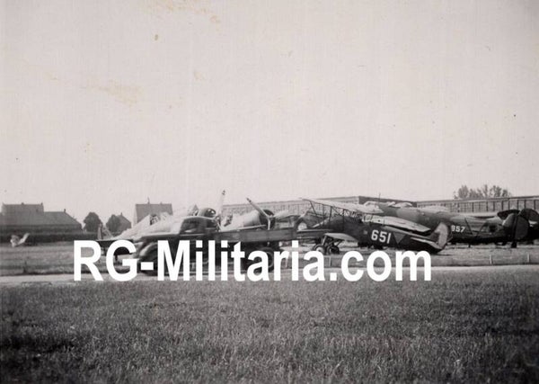 Original WW2 German Photo - Dutch LVA Fokker airplanes with a Fokker TV bomber at Schiphol Amsterdam (1940)