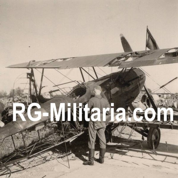 Original WW2 German Photo - Captured Dutch Fokker CV '''651'' airplane at Schiphol, Amsterdam, Holland (1940)