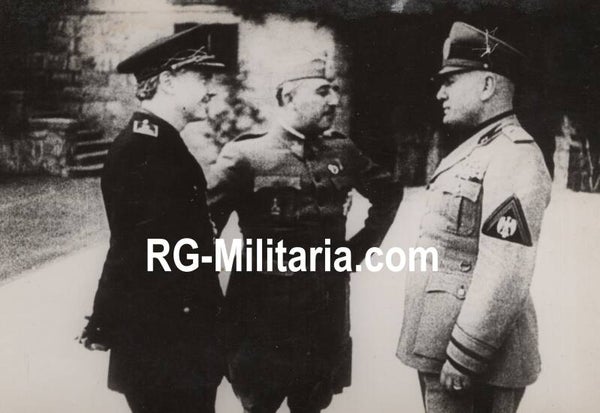 Original WW2 Belgian Press Photo - Spanish fascist leader Francisco Franco with Italian Benito Mussolini