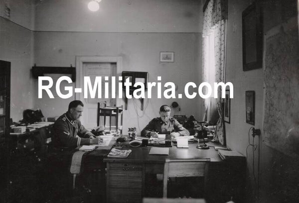 Original WW2 German Waffen SS Press Photo - SS-Kavallerie-Regiment 2 Cavalry administrators in the office