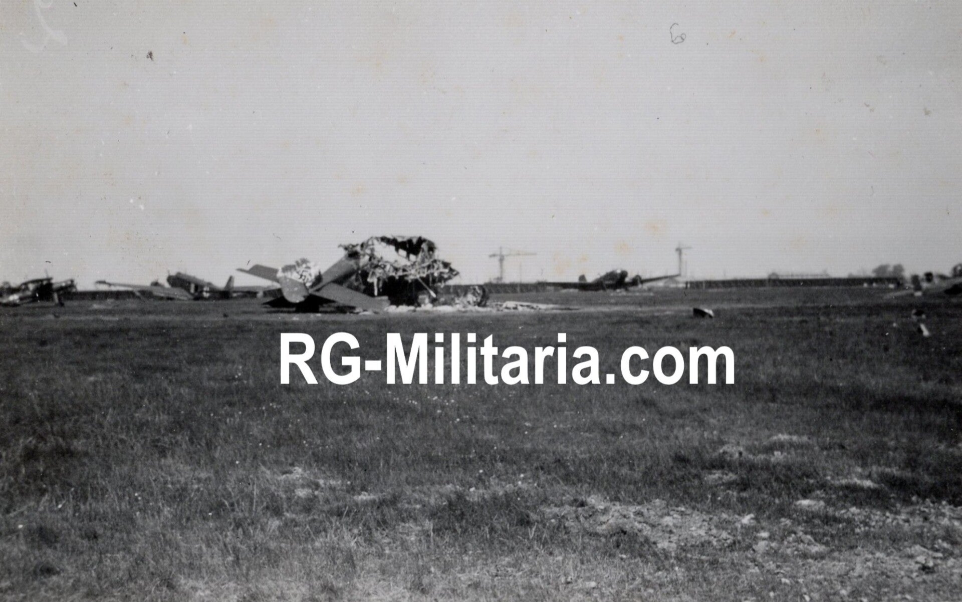 Original WW2 German Photo - Destroyed Junkers Ju 52 airplanes at the Rotterdam airfield, Waalhaven, Holland (1940)