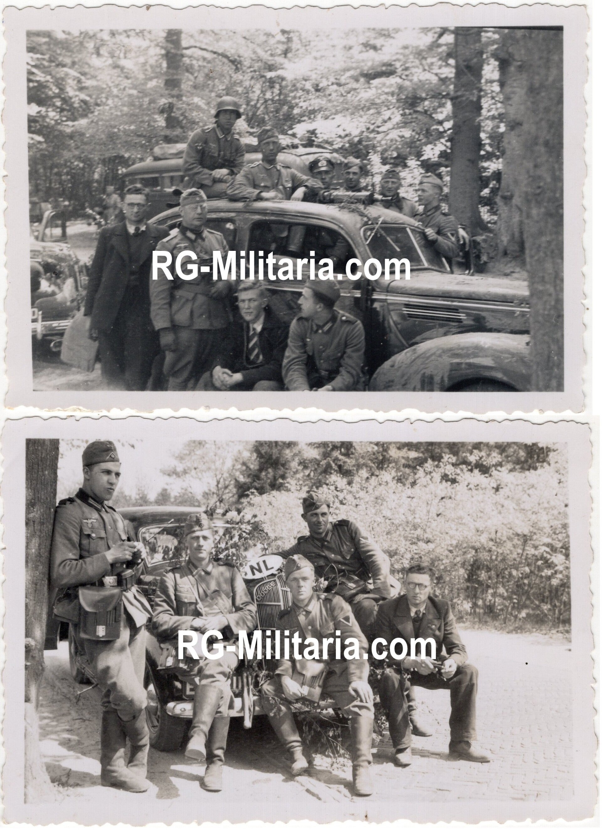 Original WW2 German Photo - Captured Dutch Dodge car by German troops, Holland (1940)