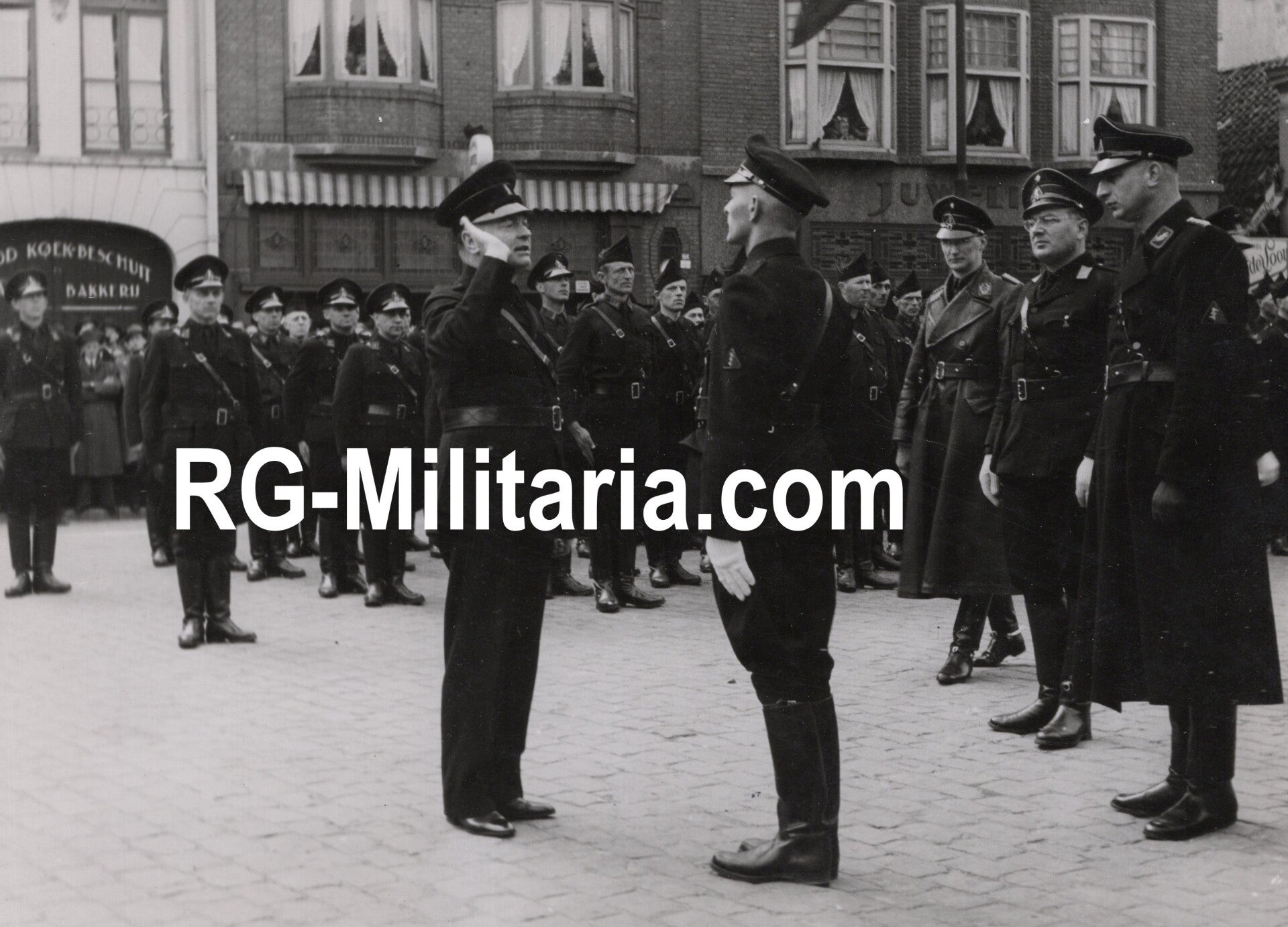 Original WW2 Dutch Collaboration NSB Press Photo - WA Weerafdeeling gathering with Mussert, Zondervan, Leeuwenberg, Van 't Hof in Eindhoven