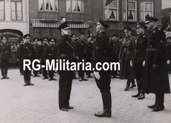 Original WW2 Dutch Collaboration NSB Press Photo - WA Weerafdeeling gathering with Mussert, Zondervan, Leeuwenberg, Van 't Hof in Eindhoven