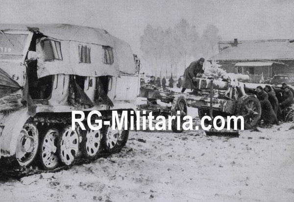 Original WW2 German Bilderdienst Press Photo - Raupenschlepper Ost with a flak canon at the Eastern Front near Moscow (1941)