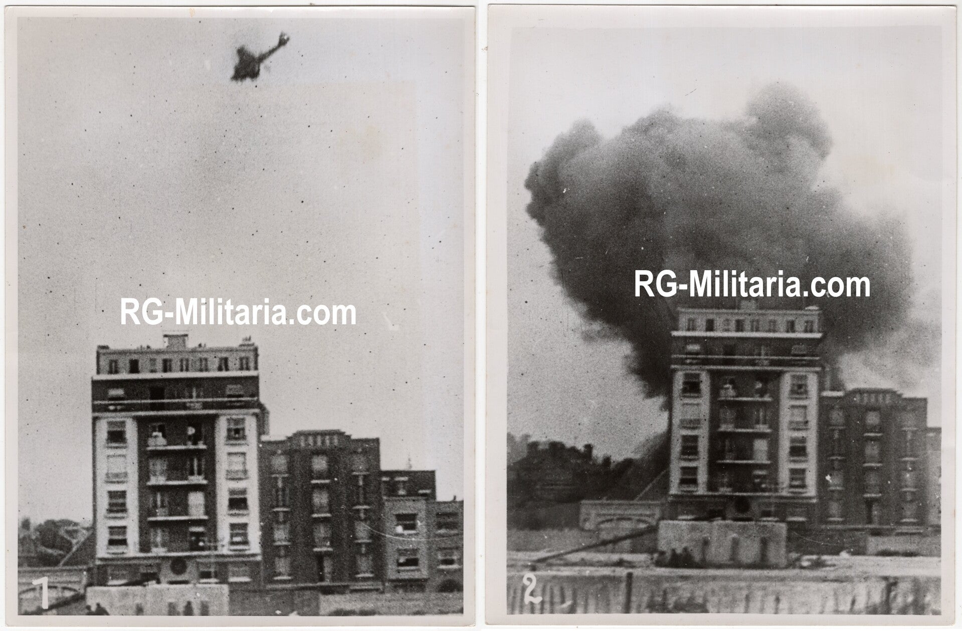 Original WW2 German Press Photo - Crash of an British RAF Bristol Blenheim airplane above Le Havre, France (1940)