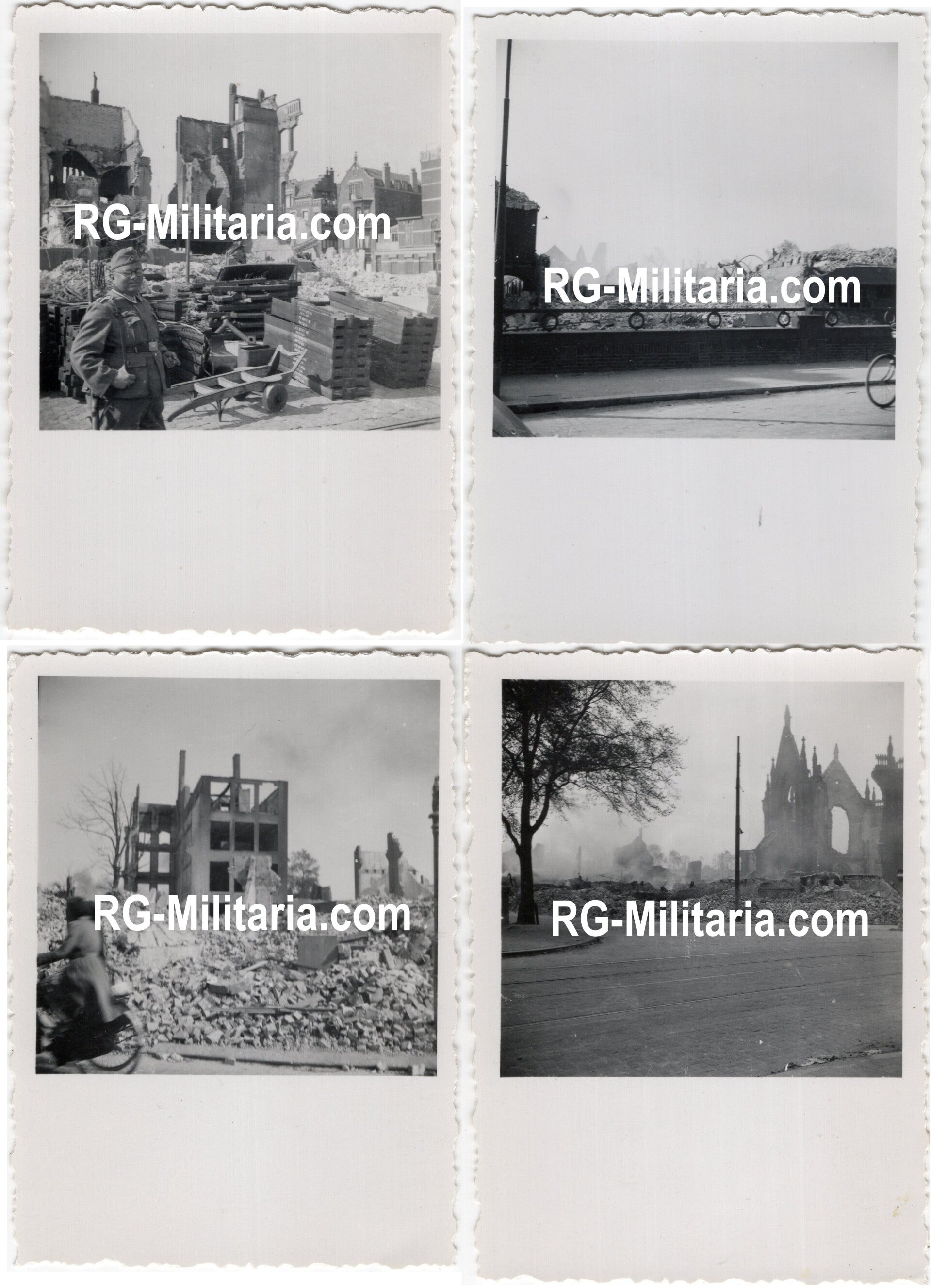 Original WW2 German Photo - German soldiers visiting the ruins in Rotterdam, Holland (1940)