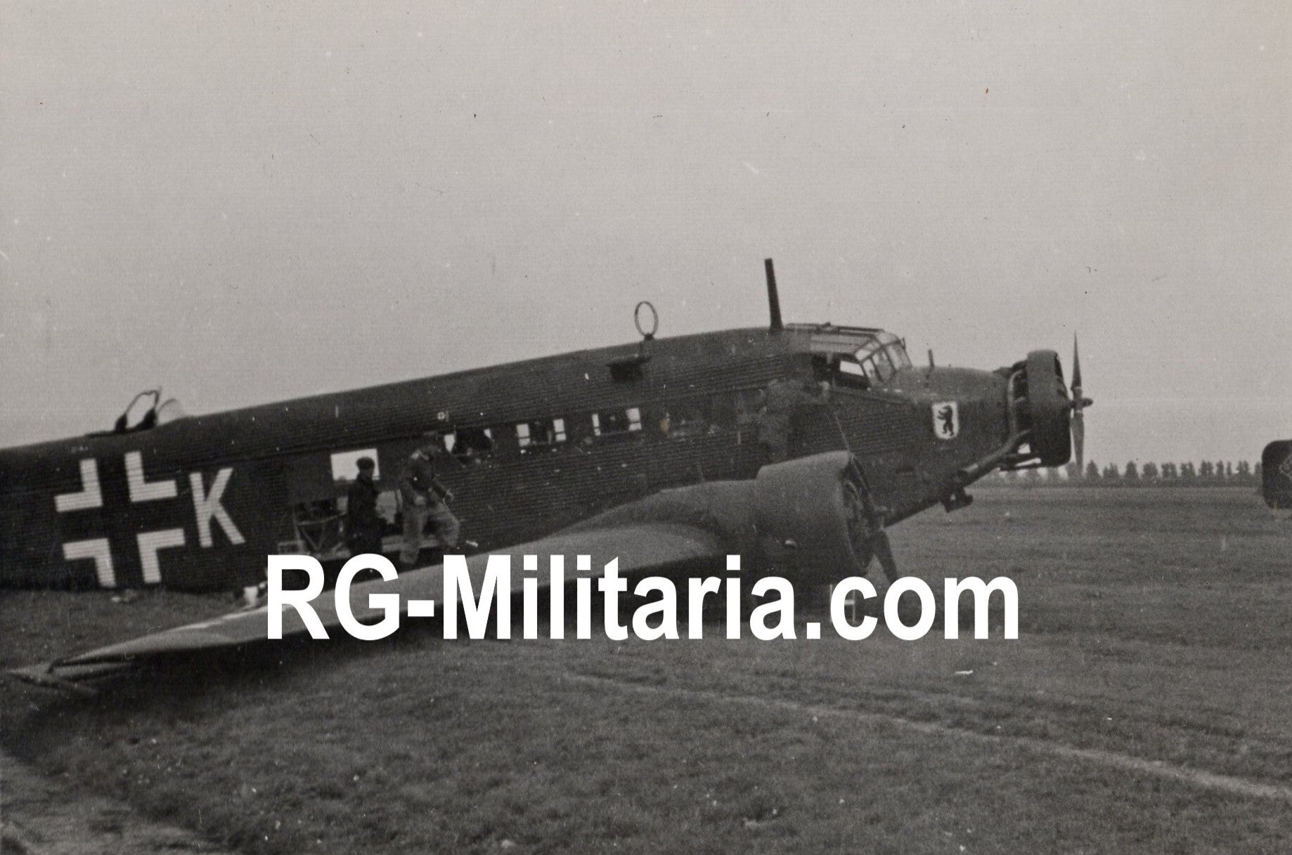 Original WW2 German Photo - Crash landed Junkers Ju 52 airplane with KGzbV 1 decal at the Rotterdam airfield, Waalhaven, Holland (1940)