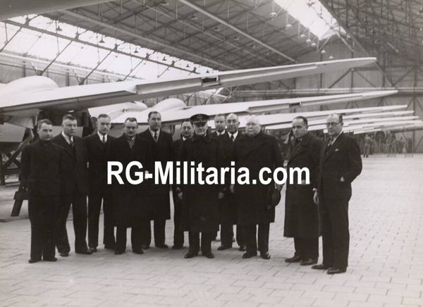 Original WW2 Dutch Press Photo - Officials visit a G1 assembly line at the Fokker factory, Amsterdam (1938)