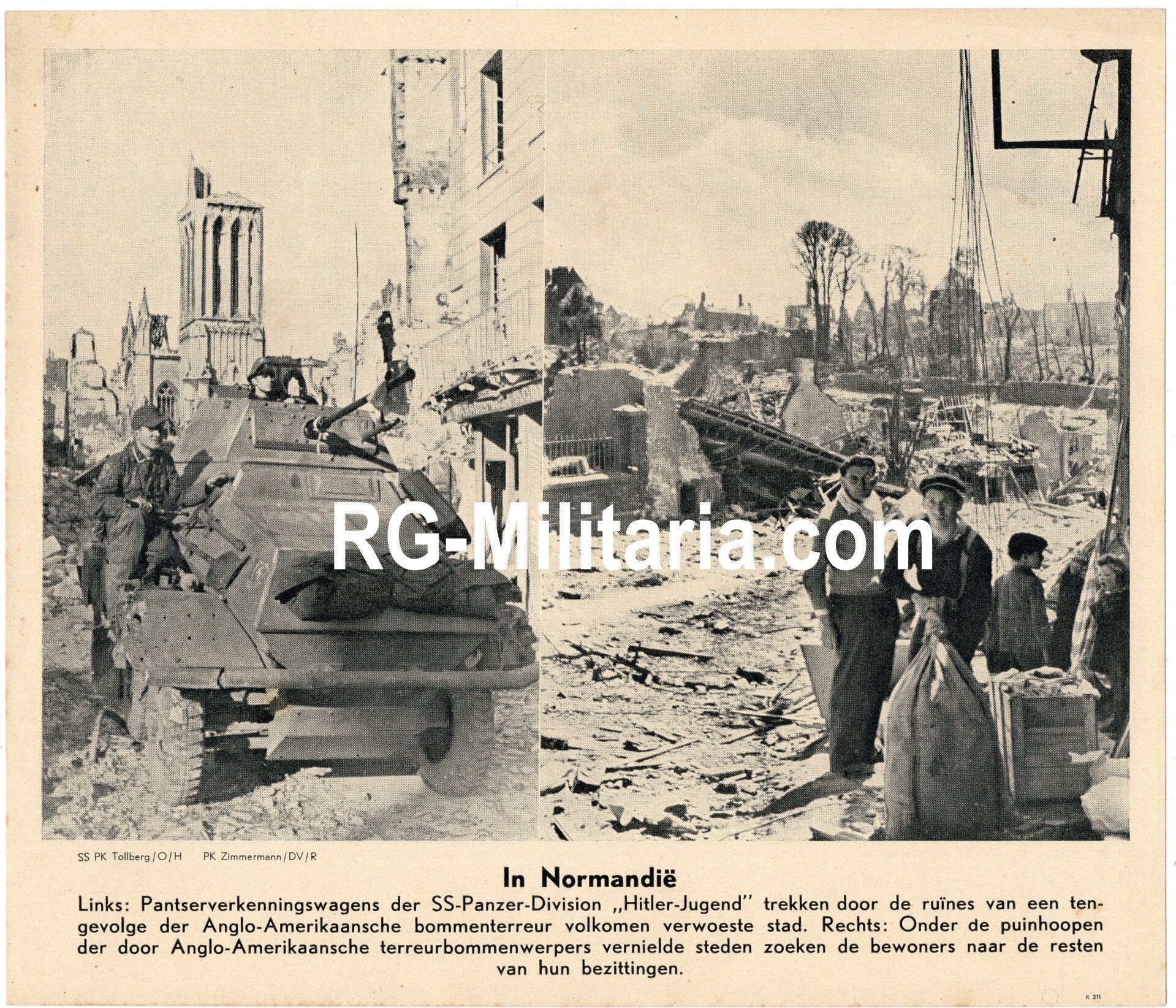 Original WW2 Dutch Waffen SS Bilderdienst Press Photo - 12th SS Panzer Division Hitler Jugend in Normandy, France (1944)