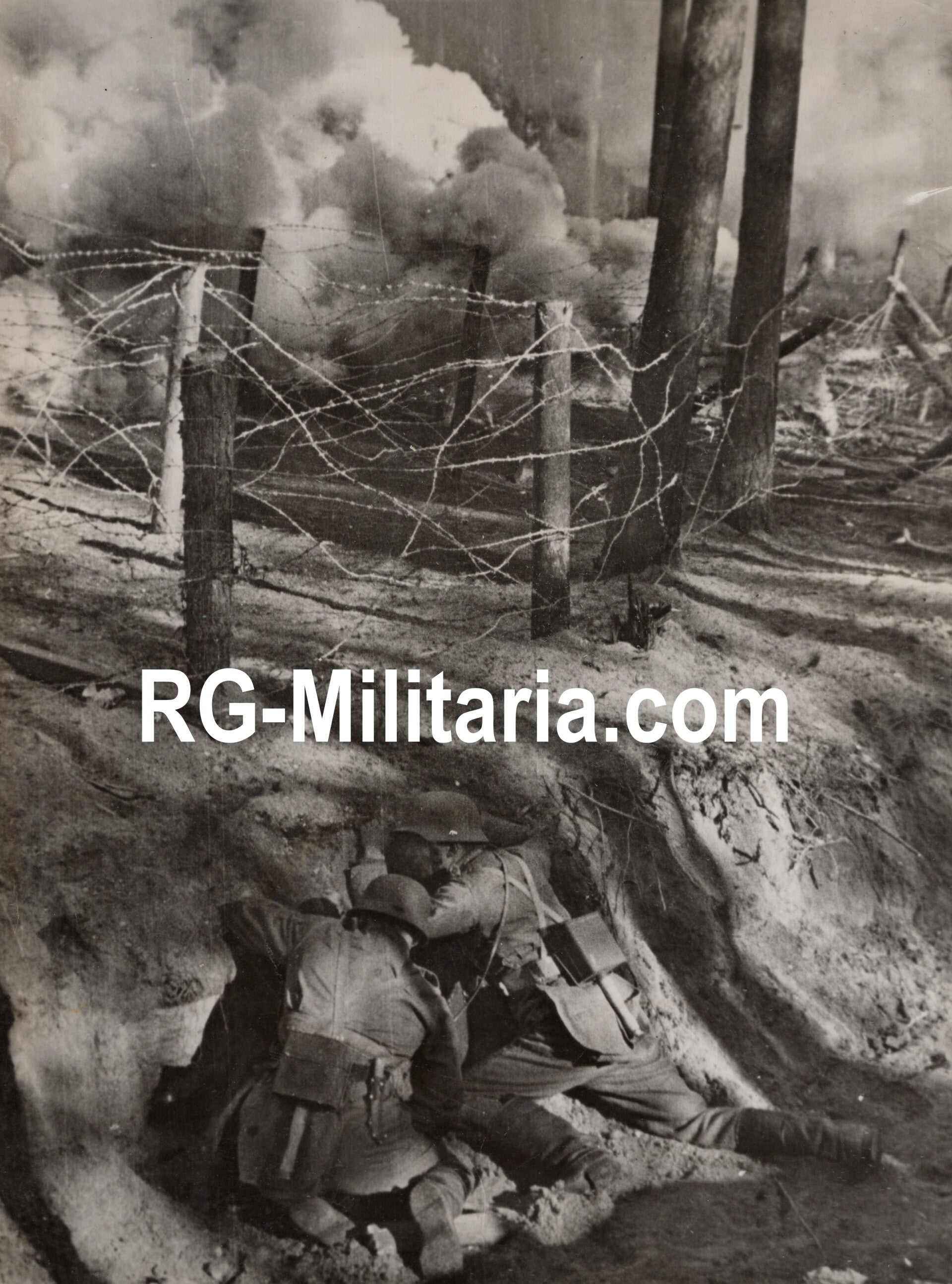 Original WW2 German Waffen SS Press Photo - Waffen SS soldiers in a trench in Karelia, Finland (1942)