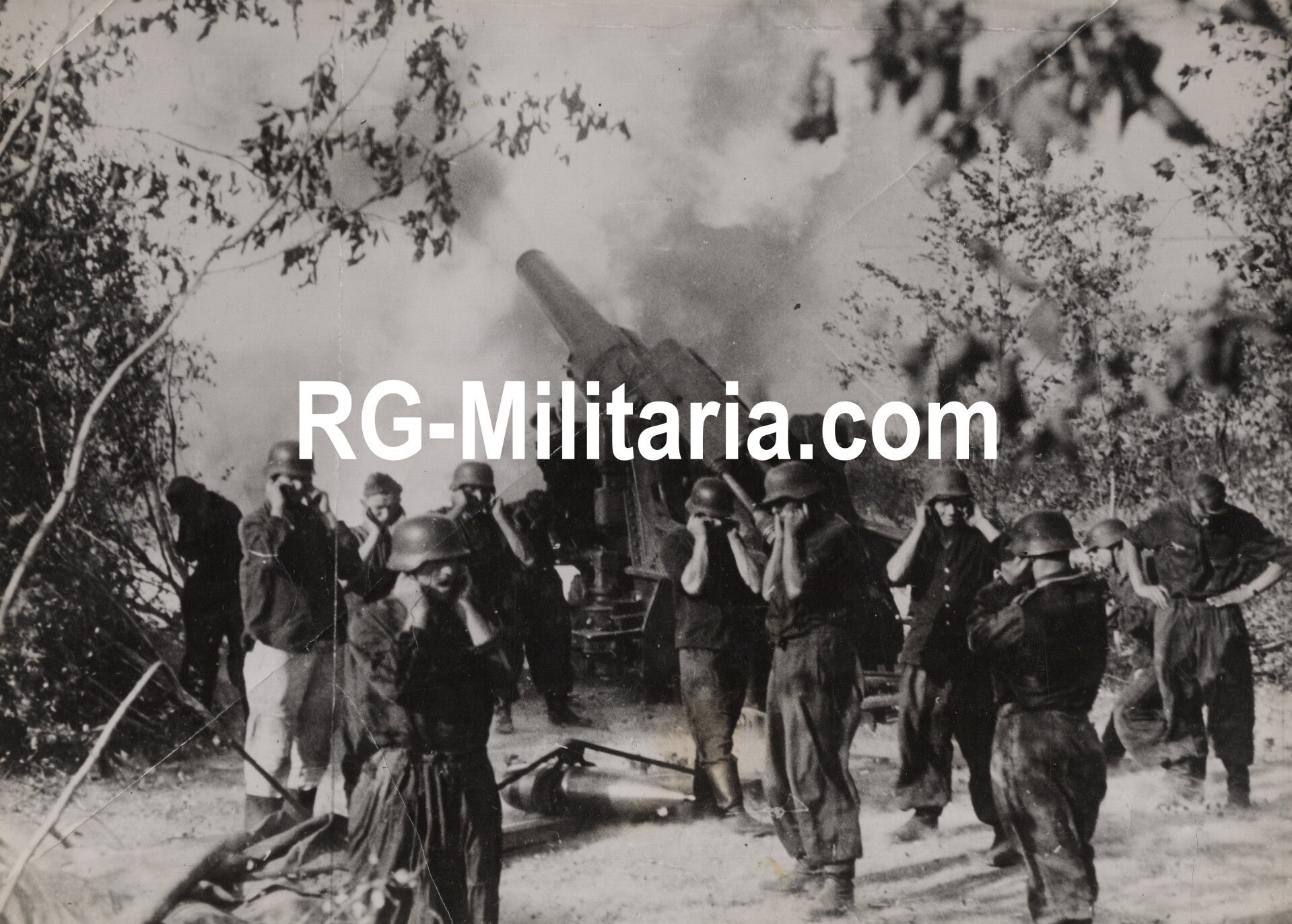 Original WW2 German Waffen SS Press Photo - Waffen SS Artillery on the Eastern Front (1941)