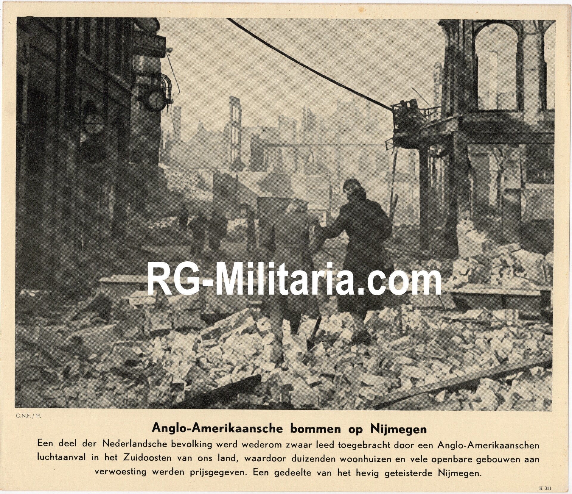 Original WW2 Dutch Bilderdienst Press Photo - Anglo American bombs on Nijmegen, Holland (1944)
