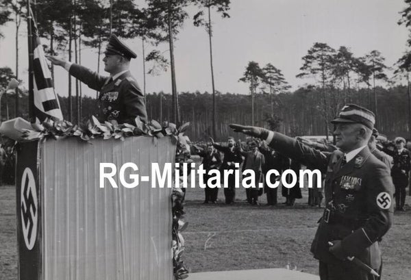 Original WW2 German Press Photo - Luftwaffe Erhard Milch speech with Friedrich Christiansen