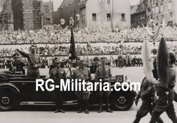 Original WW2 German Press Photo - NSFK NS Fliegerkorps parade, Adolf Hitler and Friedrich Christiansen, Reichsparteitag Nürnberg (1938)