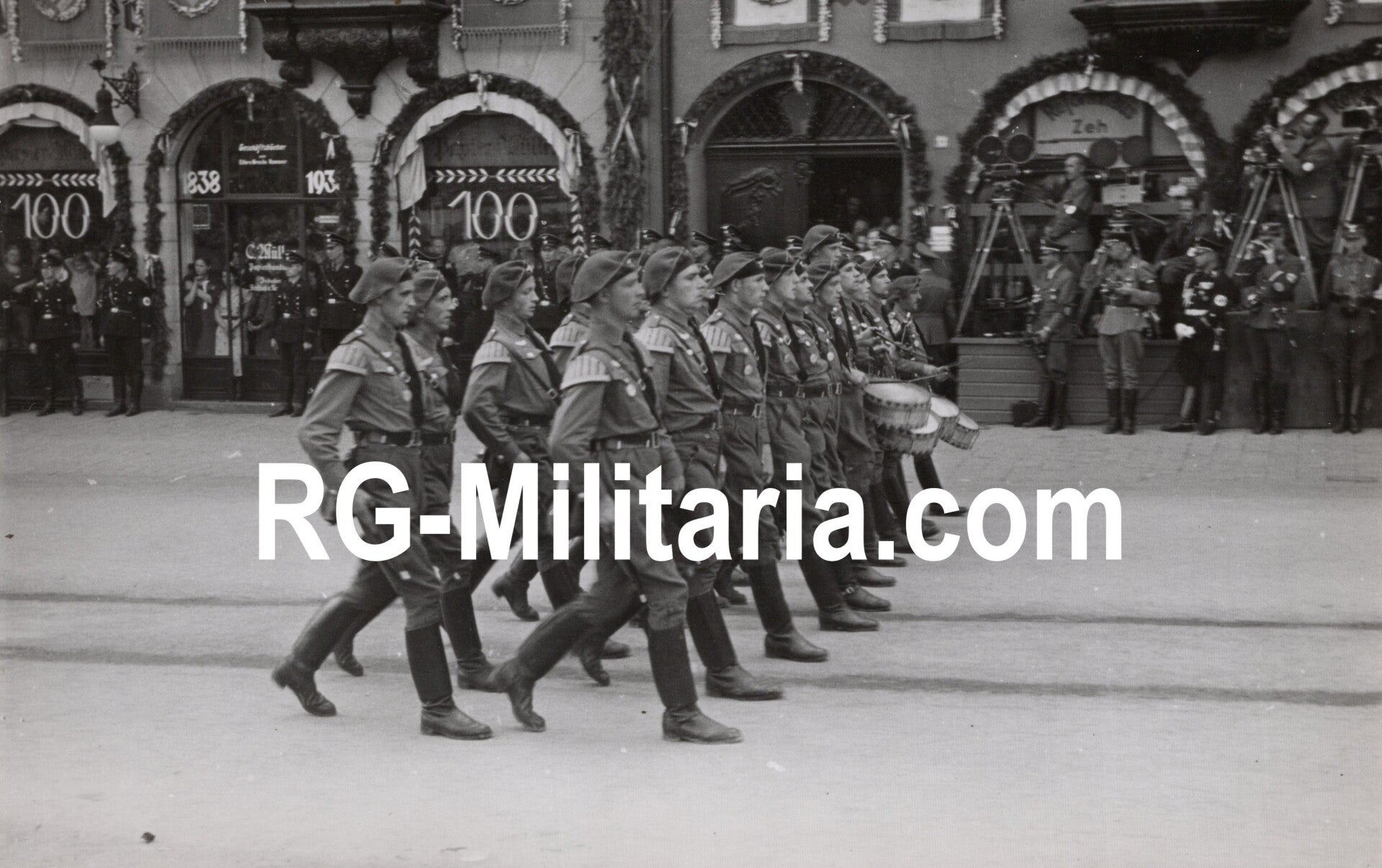 Original WW2 German Press Photo - NSFK NS Fliegerkorps music corps parade, Reichsparteitag Nürnberg (1938)