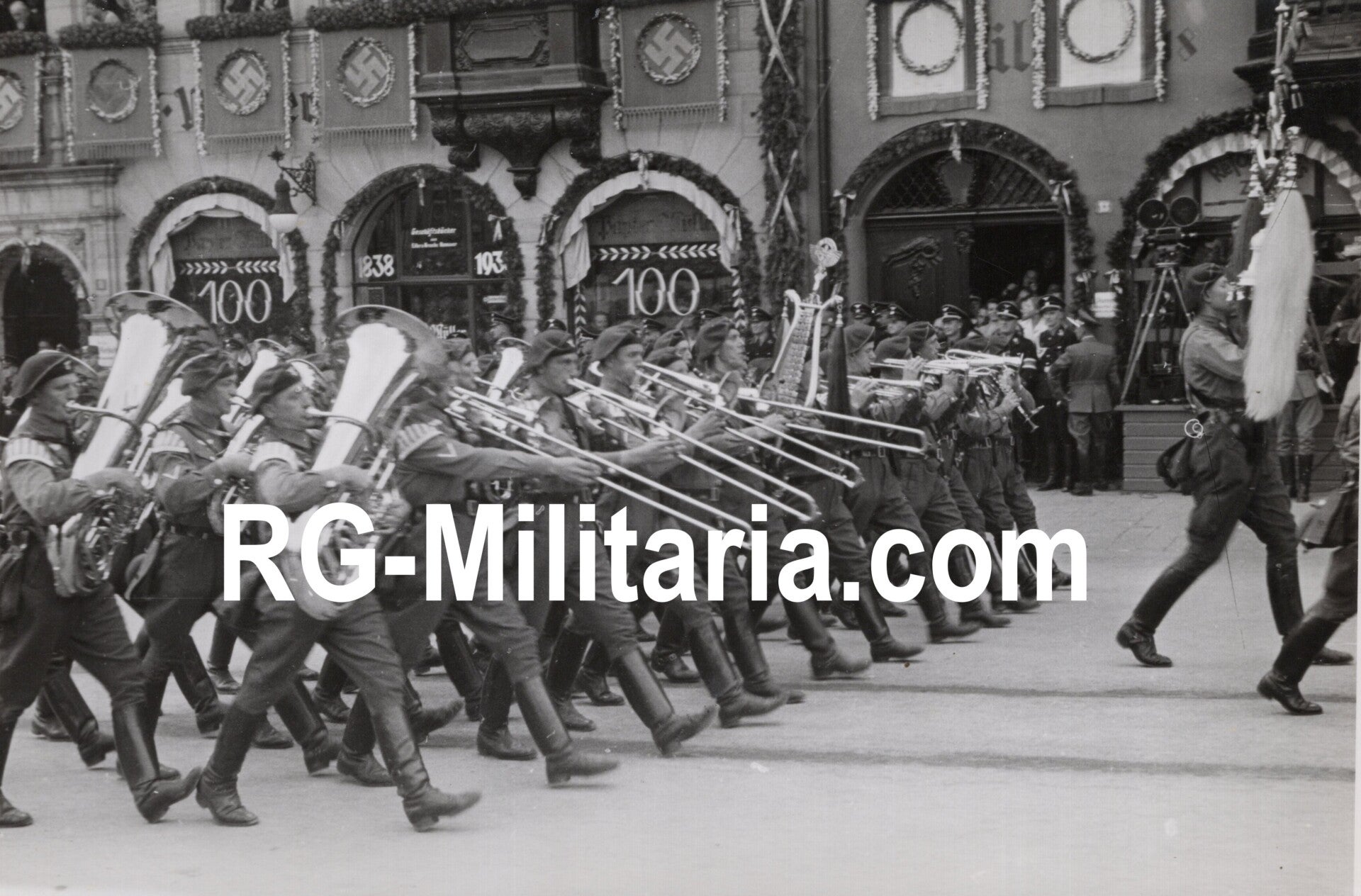 Original WW2 German Press Photo - NSFK NS Fliegerkorps music corps parade, Reichsparteitag Nürnberg (1938)