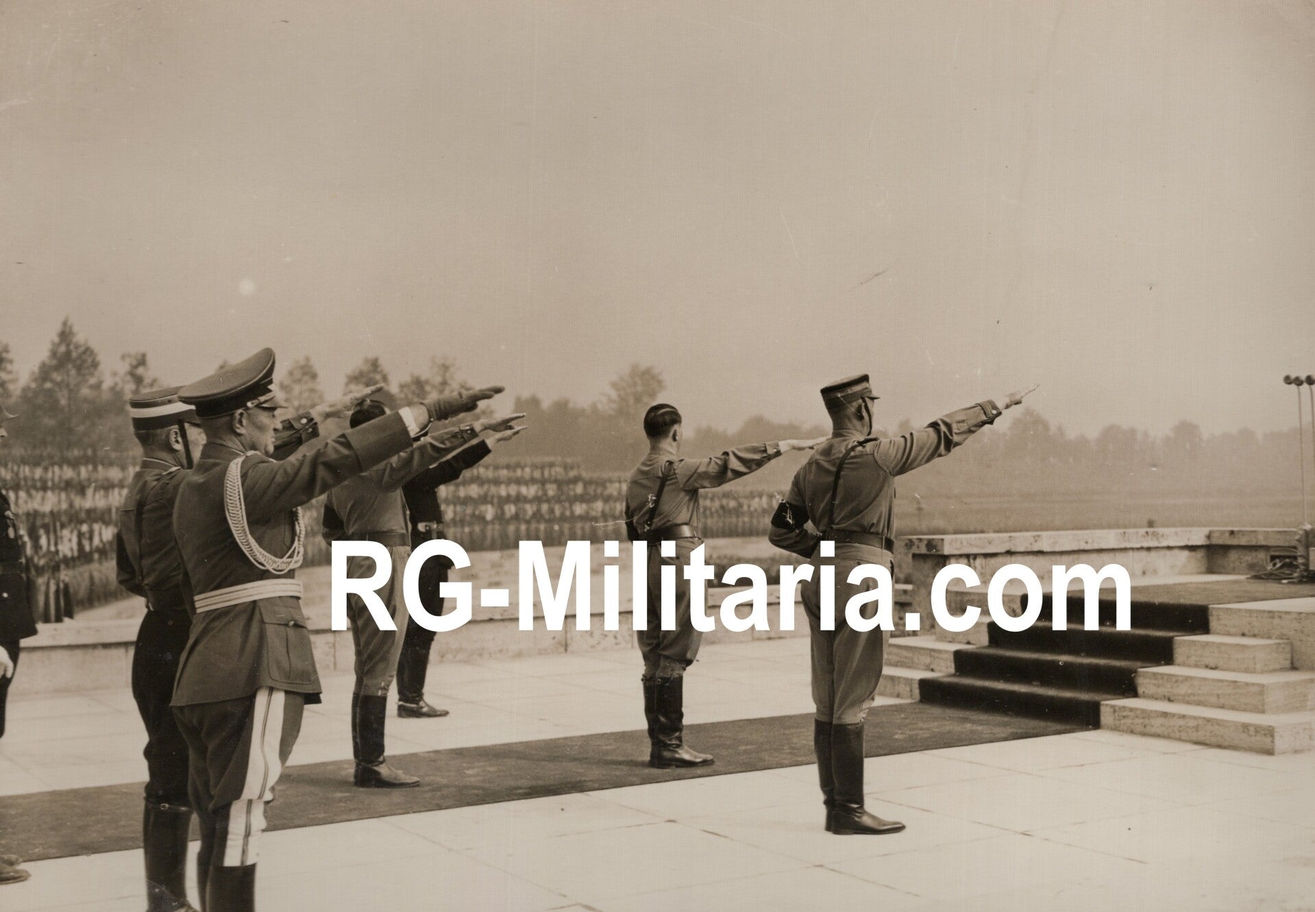 Original WW2 German Press Photo - Viktor Lutze, Rudolf Hess, and Adolf Hitler at the Reichsparteitag Nürnberg (1937)